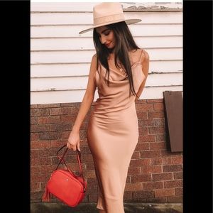 PRINCESS POLLY CHAMPAGNE MIDI DRESS